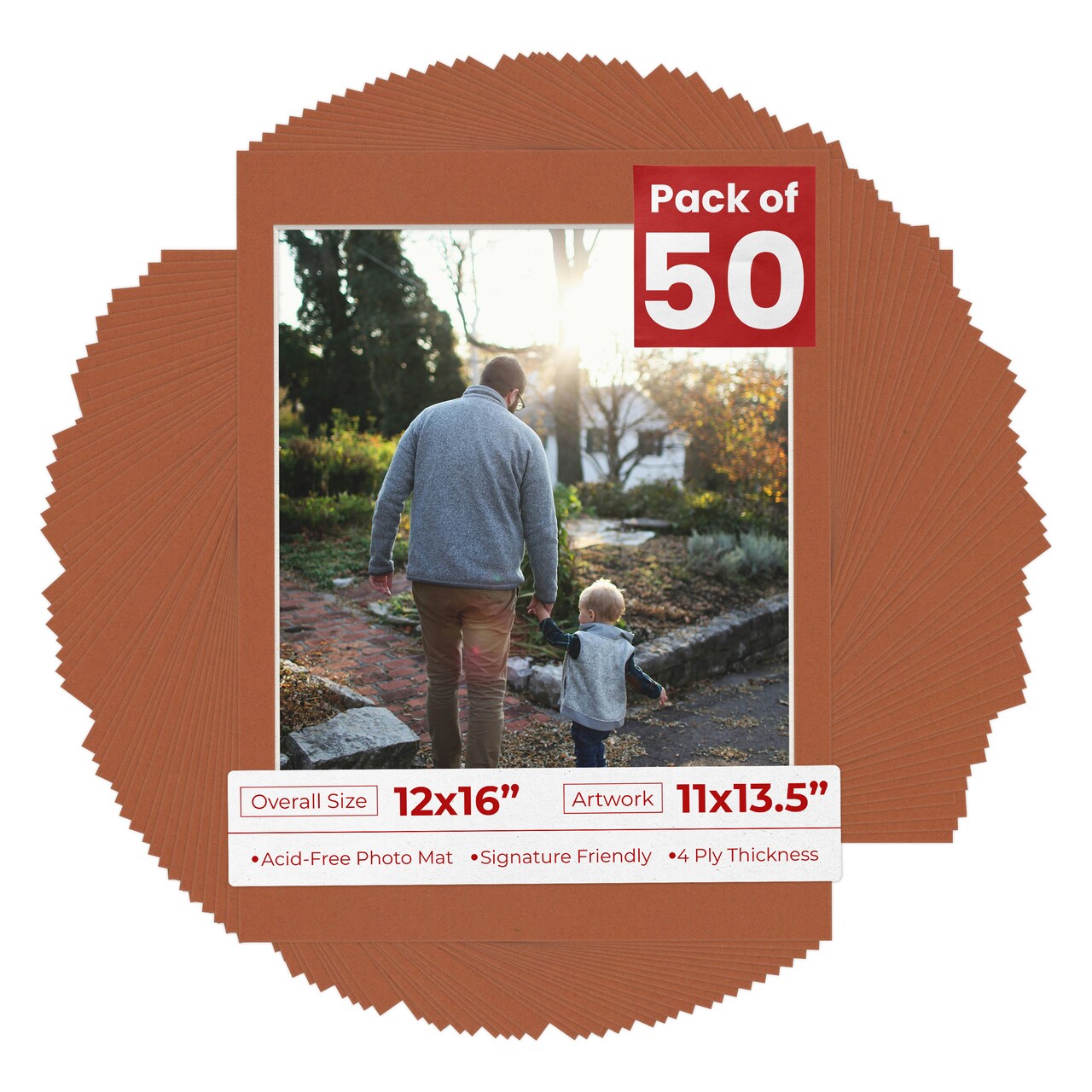 Terra-cotta Red Mat Board for 12x16 Frames - Fits 11x13.5 Photos